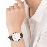 Daniel Wellington Dapper Bristol White Dial Brown Leather Strap Watch For Women - DW00100098 Authentic Buy Shop Now