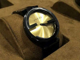 Gucci Interlocking Grammy XL Gold Dial Black Steel Strap Watch for Men - YA133209 Authentic Buy Shop Now