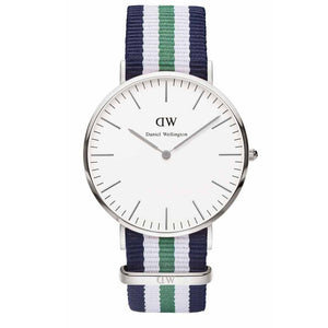 Daniel Wellington Classic Nottingham White Dial Two Tone NATO Strap Watch For Men - 0208DW Authentic Buy Shop Now