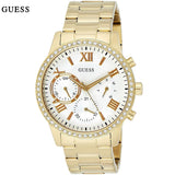 Guess Solar Chronograph Diamonds White Dial Gold Steel Strap Watch for Women - W1069L2 Authentic Buy Shop Now