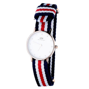 Daniel Wellington Classic Petite Silver Dial Three Tone Nylon Strap Watch for Women - DW00100255 Authentic Buy Shop Now
