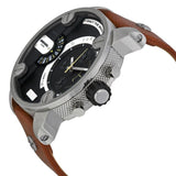Diesel SBA Dual Time Black Dial Brown Leather Strap Watch For Men - DZ7264 Authentic Buy Shop Now