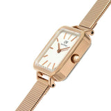 Daniel Wellington Quadro Studio White Dial Rose Gold Mesh Strap Watch For Women - DW00100517 Authentic Buy Shop Now