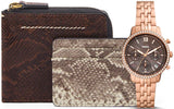 Fossil Neutra Chronograph Mother of Pearl Brown Dial Rose Gold Steel Strap Watch for Women - ES5218 Authentic Buy Shop Now