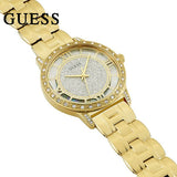 Guess Analog Diamonds Silver Dial Gold Steel Strap Watch For Women - W1013l2 Authentic Buy Shop Now