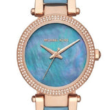 Michael Kors Parker Blue Mother of Pearl Dial Two Tone Steel Strap Watch for Women - MK6491 Authentic Buy Shop Now