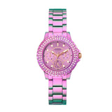 Guess Crown Jewel Diamonds Purple Dial Purple Steel Strap Watch for Women - GW0410L4 Authentic Buy Shop Now