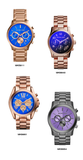 Michael Kors Runway Chronograph Purple Dial Black Steel Strap Watch For Women - MK5954 Authentic Buy Shop Now