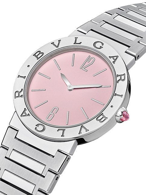 Bvlgari Bvlgari Bvlgari Quartz Pink Dial Silver Steel Strap Watch for Women - BVLGARI103711 Authentic Buy Shop Now