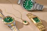Fossil Raquel Three Hand Date Green Dial Gold Steel Strap Watch For Women - ES5341 Authentic Buy Shop Now
