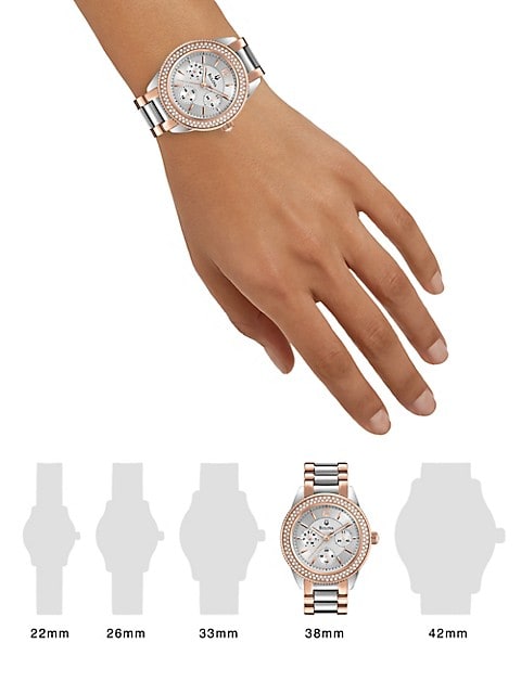 Bulova Crystal Collection Silver Dial Two Tone Steel Strap Watch for Women - 98N100 Authentic Buy Shop Now