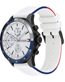 Tommy Hilfiger Bank Chronograph White Dial White Rubber Strap Watch for Men - 1791723 Authentic Buy Shop Now