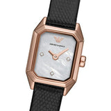 Emporio Armani Gioia Quartz Mother of Pearl Dial Black Leather Strap Watch For Women - AR11390 Authentic Buy Shop Now