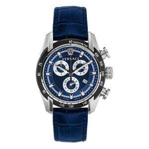 Versace V-Ray Chronograph Quartz Blue Dial Blue Leather Strap Watch for Men - VE2I00721 Authentic Buy Shop Now