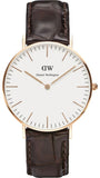 Daniel Wellington Classic York White Dial Brown Leather Strap Watch For Women - DW00100038 Authentic Buy Shop Now