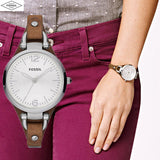 Fossil Georgia White Dial Brown Leather Strap Watch for Women - ES3060 Authentic Buy Shop Now