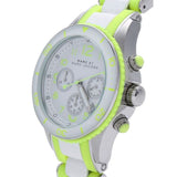 Marc Jacobs Rock Chronograph White Dial White & Green Silicone Strap Watch for Women - MBM2592 Authentic Buy Shop Now