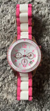 Marc Jacobs Rock Chronograph White Dial Two Tone Silicone Strap Watch for Women - MBM2593 Authentic Buy Shop Now
