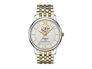 Tissot Tradition Powermatic 80 Open Heart Silver Dial Two Tone Steel Strap Watch For Men - T063.907.22.038.00 Authentic Buy Shop Now