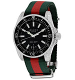 Gucci Dive Black Dial Two Tone NATO Strap Watch For Men - YA136206 Authentic Buy Shop Now