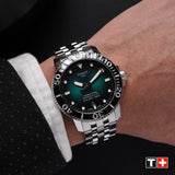 Tissot Seastar 1000 Powermatic 80 Green Dial Silver Steel Strap Watch For Men - T120.407.11.091.01 Authentic Buy Shop Now