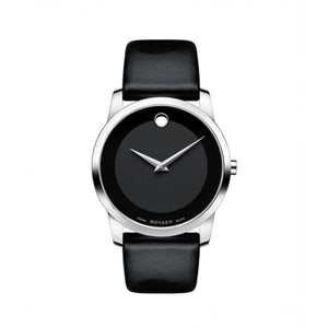 Movado Museum Black Dial Black Leather Strap Watch For Men - 606502 Authentic Buy Shop Now