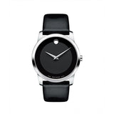 Movado Museum Black Dial Black Leather Strap Watch For Men - 606502 Authentic Buy Shop Now