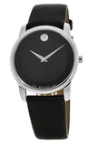 Movado Museum Black Dial Black Leather Strap Watch For Men - 606502 Authentic Buy Shop Now