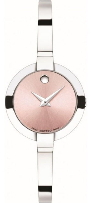 Movado Bela Museum Pink Dial Silver Steel Strap Watch For Women - 0606596 Authentic Buy Shop Now