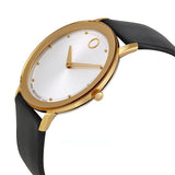 Movado TC Silver Dial Black Leather Strap Watch For Men - 606695 Authentic Buy Shop Now