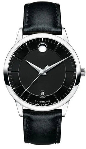 Movado 1881 Automatic Black Dial Black Leather Strap Watch for Men - 606873 Authentic Buy Shop Now