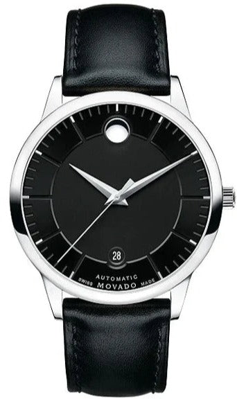 Movado 1881 Automatic Black Dial Black Leather Strap Watch for Men - 606873 Authentic Buy Shop Now
