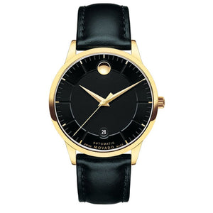 Movado 1881 Automatic Black Dial Black Leather Strap Watch For Men - 606875 Authentic Buy Shop Now