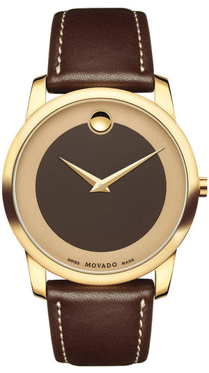 Movado Museum Classic Brown Dial Brown Leather Strap Watch For Men - 0606880 Authentic Buy Shop Now