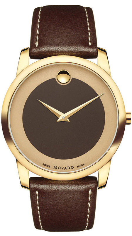 Movado Museum Classic Brown Dial Brown Leather Strap Watch For Men - 0606880 Authentic Buy Shop Now