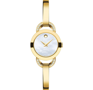 Movado Rondiro Mother of Pearl Dial Gold Steel Strap Watch For Women - 0606889 Authentic Buy Shop Now
