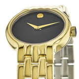 Movado Veturi Black Dial Gold Steel Strap Watch for Women - 0606935 Authentic Buy Shop Now