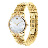 Movado Museum Classic Diamonds Mother of Pearl Dial Gold Steel Strap Watch For Women - 0606998 Authentic Buy Shop Now