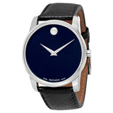 Movado Museum Blue Dial Black Leather Strap Watch For Men - 607013 Authentic Buy Shop Now