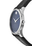 Movado Museum Blue Dial Black Leather Strap Watch For Men - 607013 Authentic Buy Shop Now