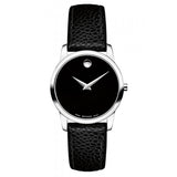 Movado Museum Classic Black Dial Black Leather Strap Watch For Women - 0607015 Authentic Buy Shop Now