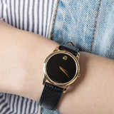 Movado Museum Classic Black Dial Black Leather Strap Watch For Women - 0607016 Authentic Buy Shop Now
