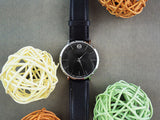 Movado Ultra Slim Black Dial Black Leather Strap Watch For Men - 0607086 Authentic Buy Shop Now