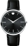 Movado Ultra Slim Black Dial Black Leather Strap Watch For Men - 0607086 Authentic Buy Shop Now