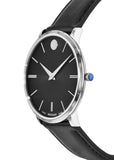Movado Ultra Slim Black Dial Black Leather Strap Watch For Men - 0607086 Authentic Buy Shop Now