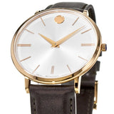 Movado Ultra Slim White Dial Brown Leather Strap Watch For Men - 0607089 Authentic Buy Shop Now