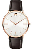 Movado Ultra Slim White Dial Brown Leather Strap Watch For Men - 0607089 Authentic Buy Shop Now