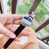 Movado Ultra Slim Black Dial Black Leather Strap Watch For Women - 0607090 Authentic Buy Shop Now