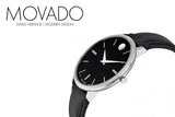 Movado Ultra Slim Black Dial Black Leather Strap Watch For Women - 0607090 Authentic Buy Shop Now