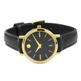 Movado Ultra Slim Black Dial Black Leather Strap Watch For Women - 0607095 Authentic Buy Shop Now